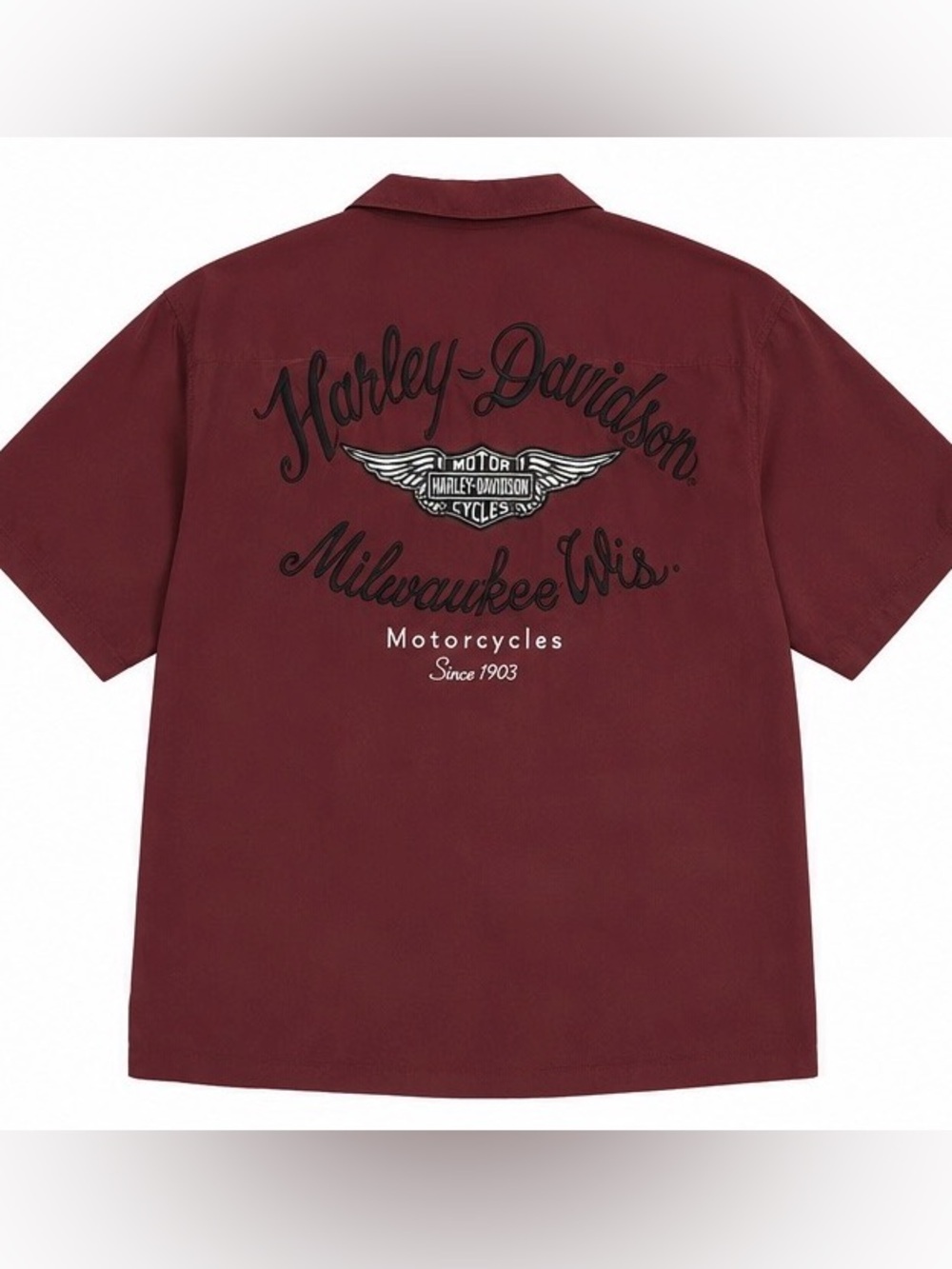 Harley-Davidson Maroon Short Sleeve Embroidered Back Logo Shirt